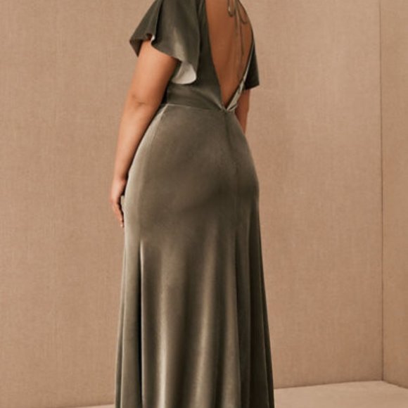 New BHLDN Jenny Yoo Ellis Velvet Open Back Dress in Sage, size 19/20 ($295 MSRP) - Picture 2 of 6